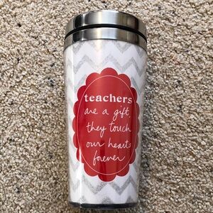 Red and White Teacher Travel Mug